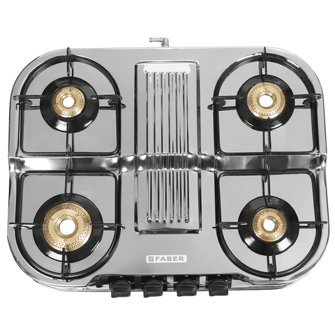 Faber Cooktop, ASTRA 4B SS, 4 Burner 60 cm Manual Ignition Glass Top Brass Burners 4 Medium Gas Stove Glass (Steel Silver Grey) Buy only at ₹5290