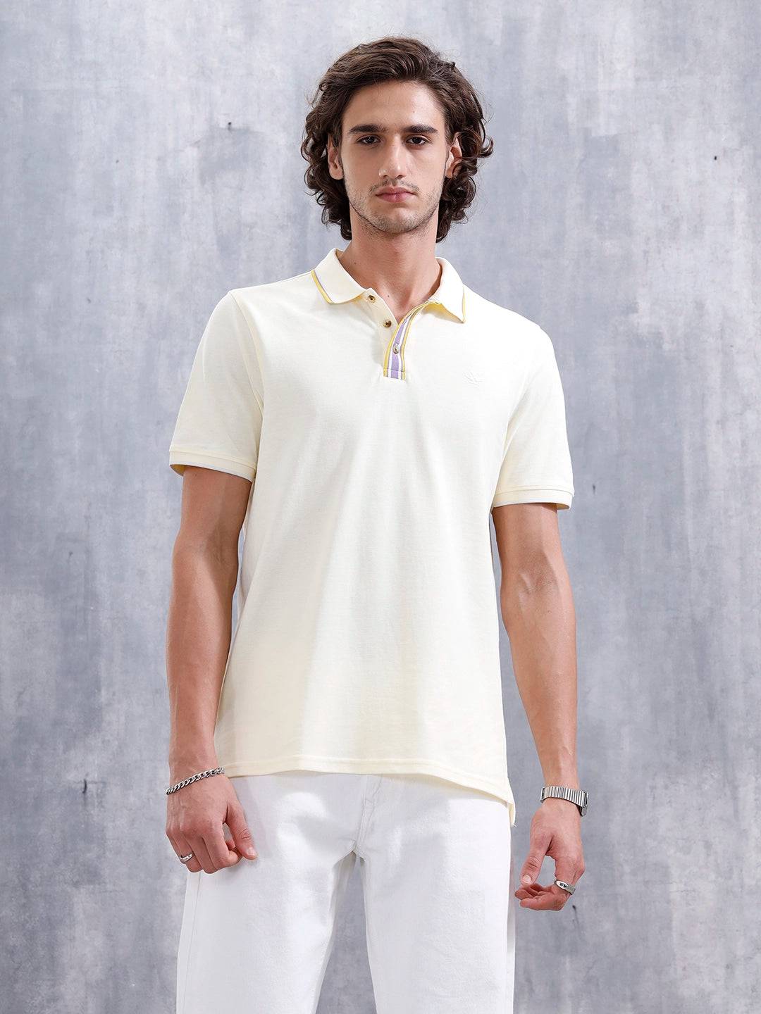 Slim Fit 100% Cotton Polo With Contrast Tipping | Yellow