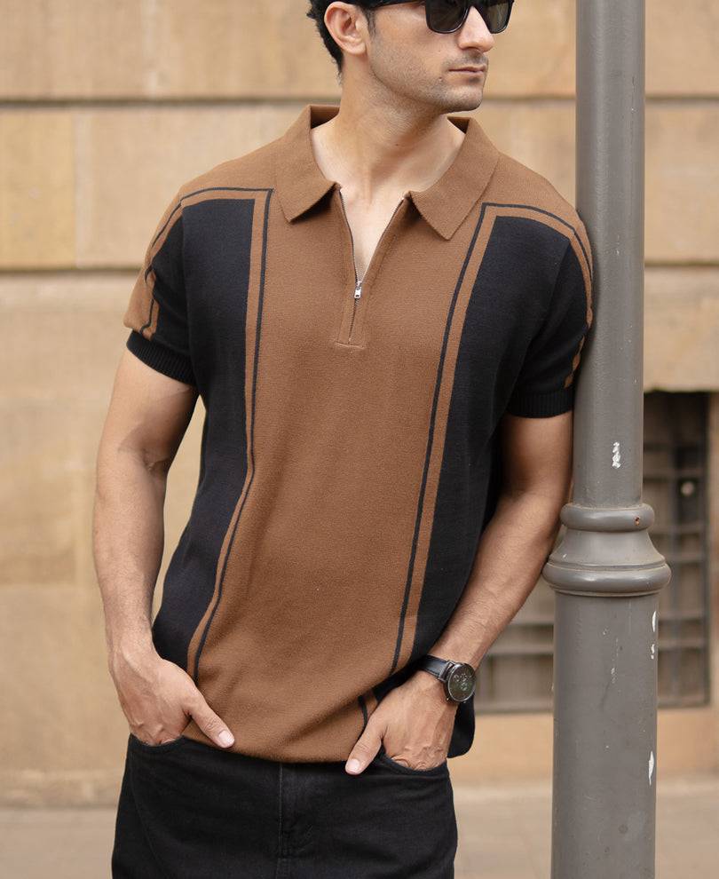 Brown And Black Panelled T-Shirt Buy @ ₹899