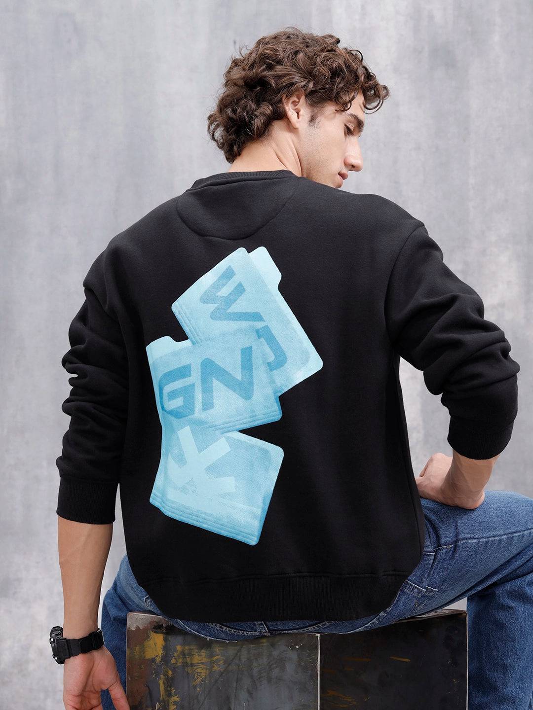 Casual Oversized Sweatshirt With Statement Graphic | Black