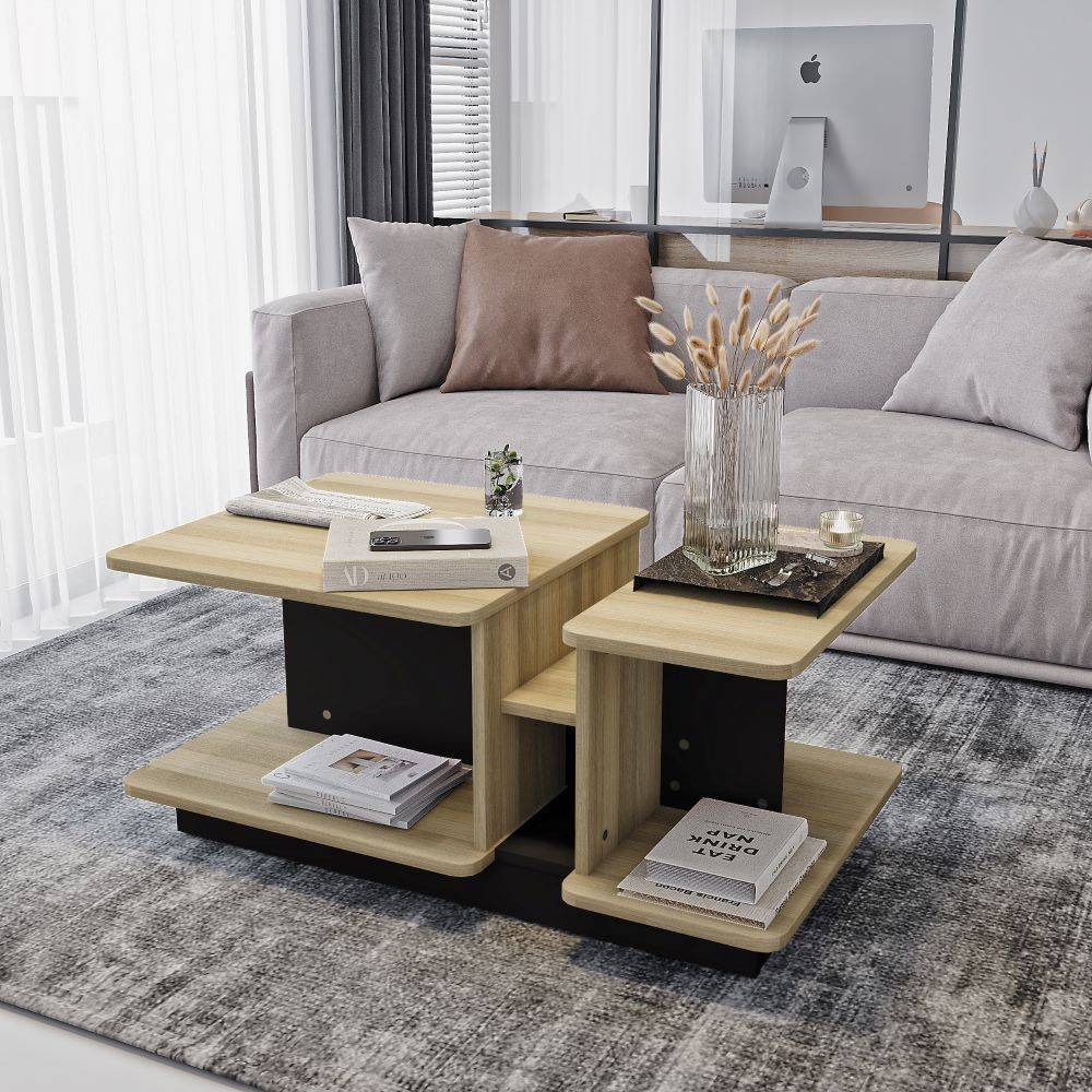 Aberto Coffee Table - Acacia and Slate Grey Color, Engineered Wood