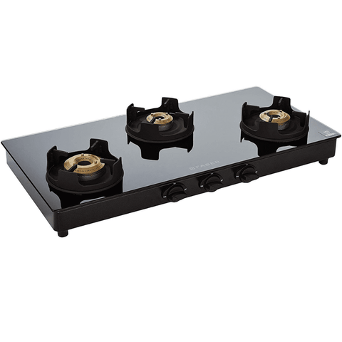 Faber Cooktop, ONYX 3BB BK CI, 3 Burner 70 cm Manual Ignition Glass Top Brass Burners 1 Small + 2 Medium Gas Stove (Black) Buy only at ₹8574