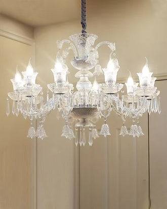 Imperial Crystal Glass Flame Chandelier - 8 Light