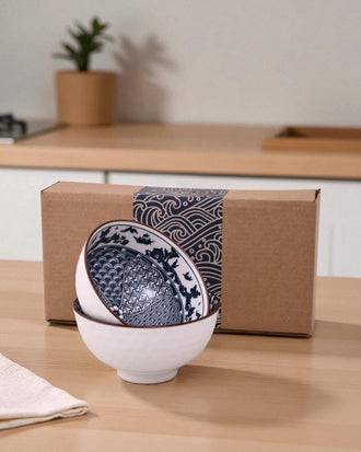 Blue & White Mingled Katori - Set Of 2