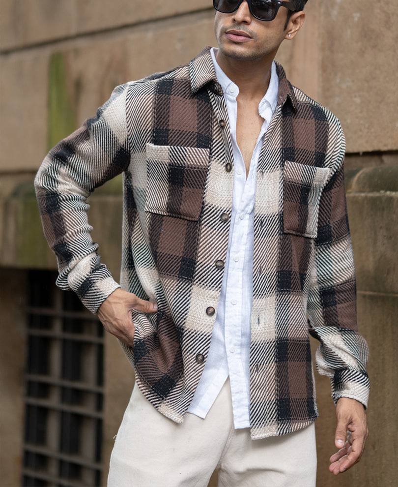 Brown Twill Check Shirt Buy @ ₹999