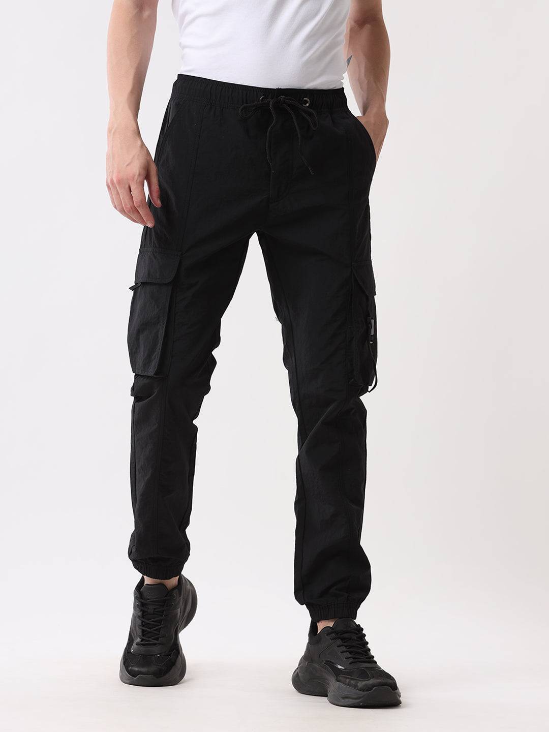 Black Nylon Cargo Jogger