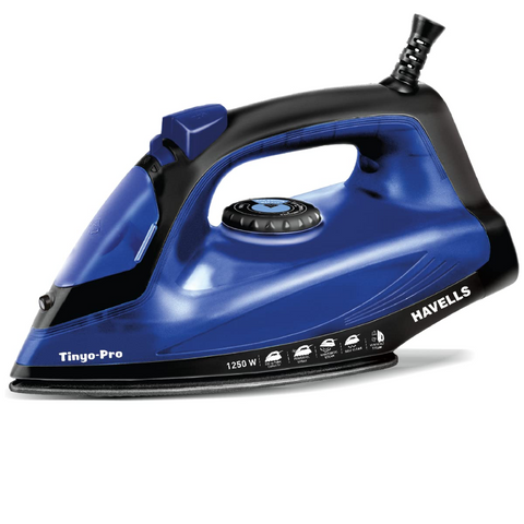 Havells Tinyo Pro, 1250 Watts Self Clean Steam Iron Press with Power full Steam Spray (Blue) Buy only at ₹1595