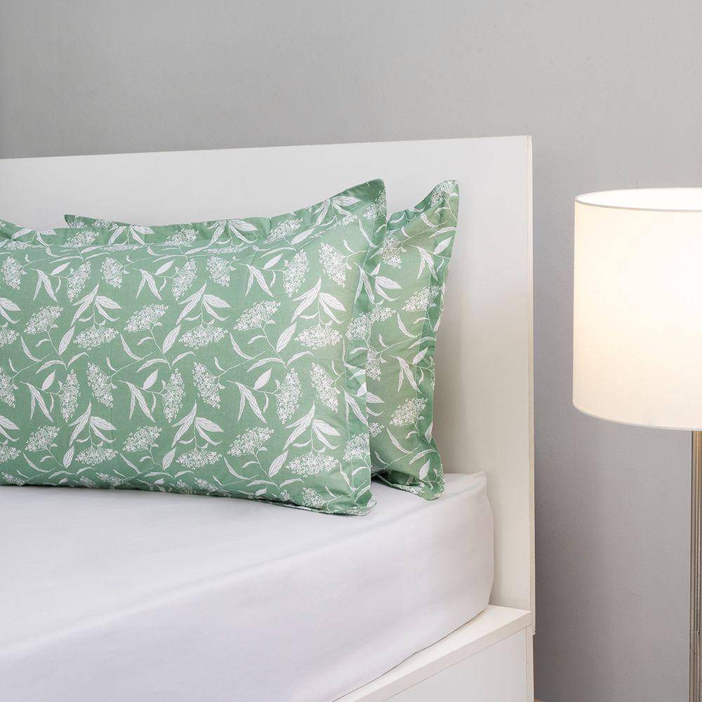 100% Cotton Pillow Cover | Standard Size 27x18 Inch | Set Of 2 | 144 TC | Green - Hester