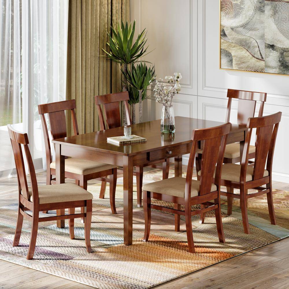 Ziti 6-seater solid wood dining set