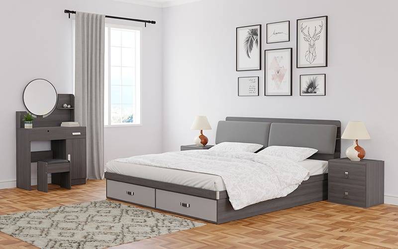 Royaloak Tivoli Italian Bedroom Set (Queen Size Bed+Dresser+Side table)