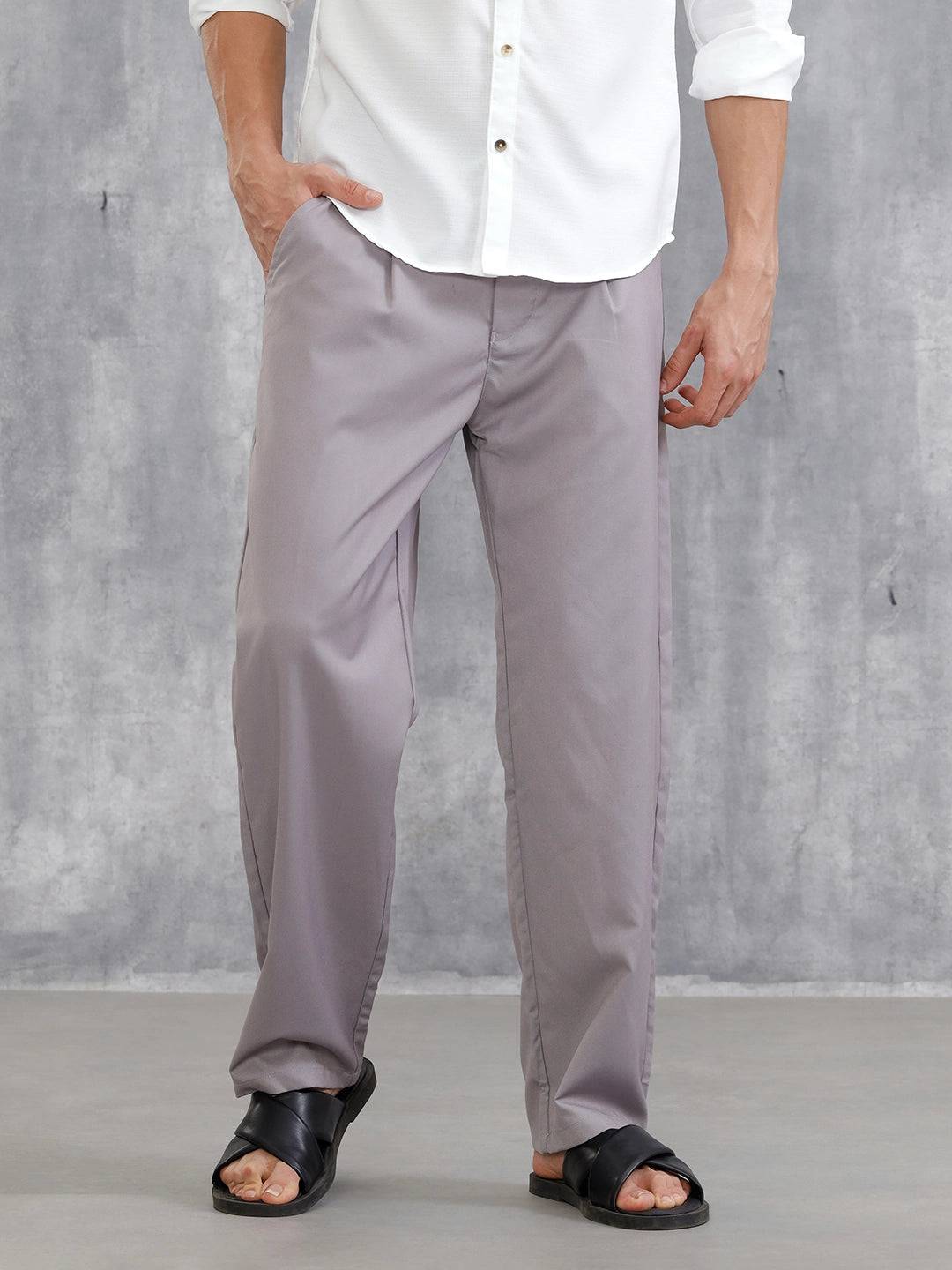 Loose Fit Cotton Clean Look Trouser | Mid Grey