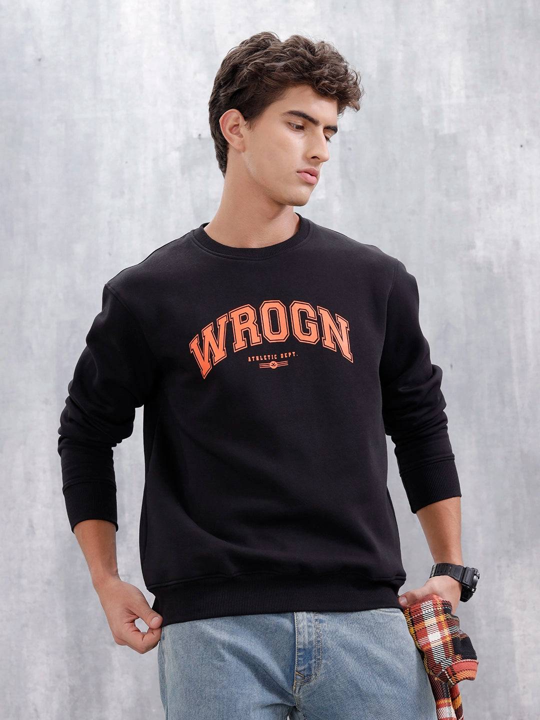 Wrogn Graphic Printed Comfort Fit Sweatshirt | Black