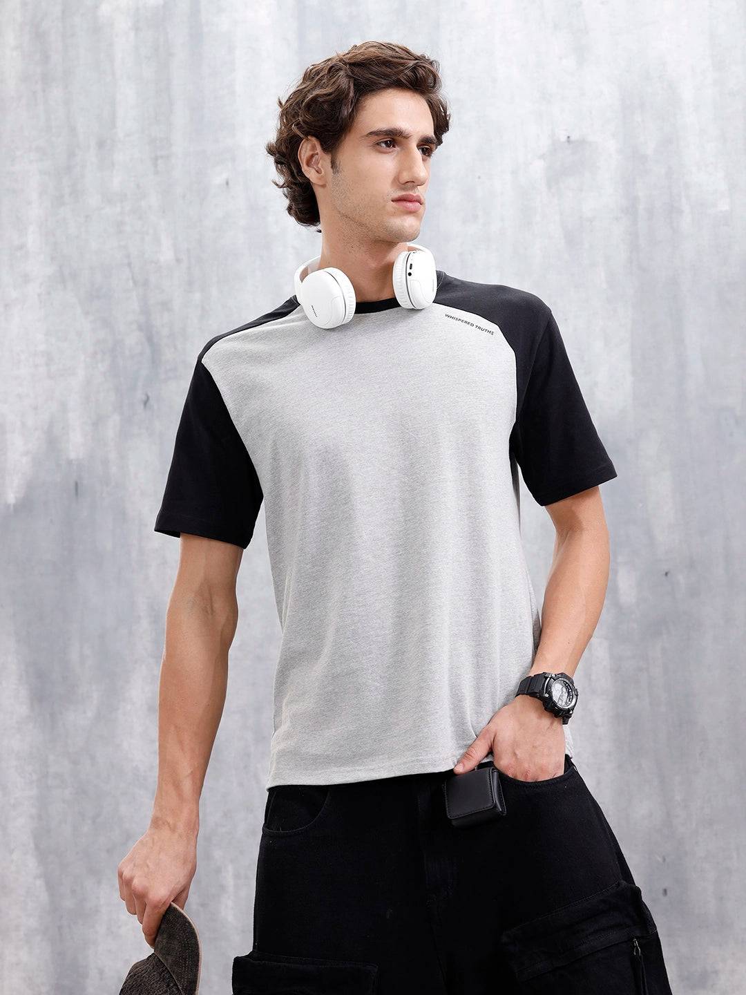 Comfort Fit Men's Colorblocked Tshirt | Grey