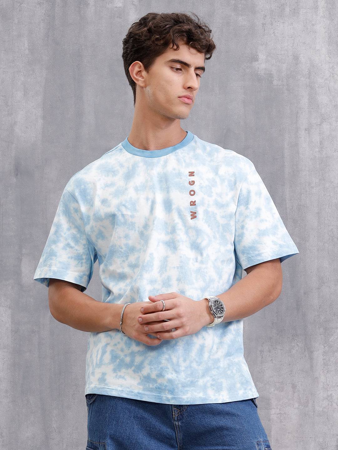 Tie-Dye Oversized Fit Cotton T-Shirt | Blue