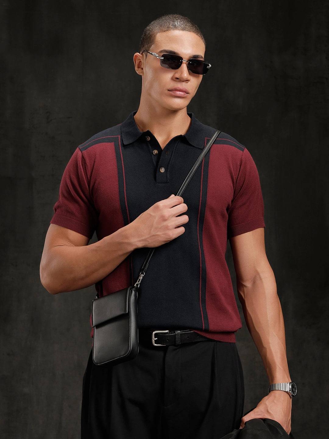 Flat Knit Slim Fit T-Shirt | Maroon