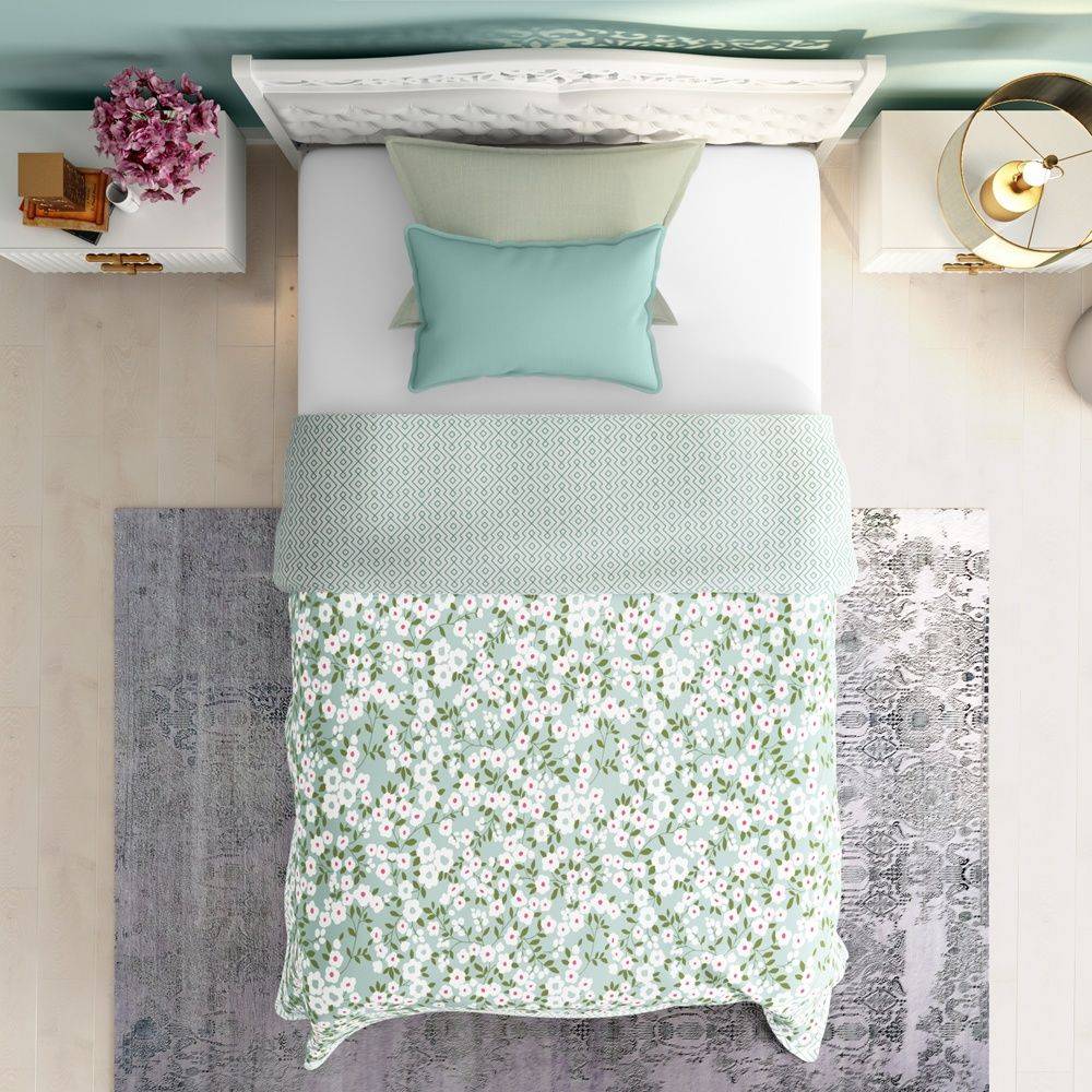 All Season Dohar | Single(90x56 Inch) | 110 GSM | 100% Cotton | Reversible Design | AC Blanket | Sili Green