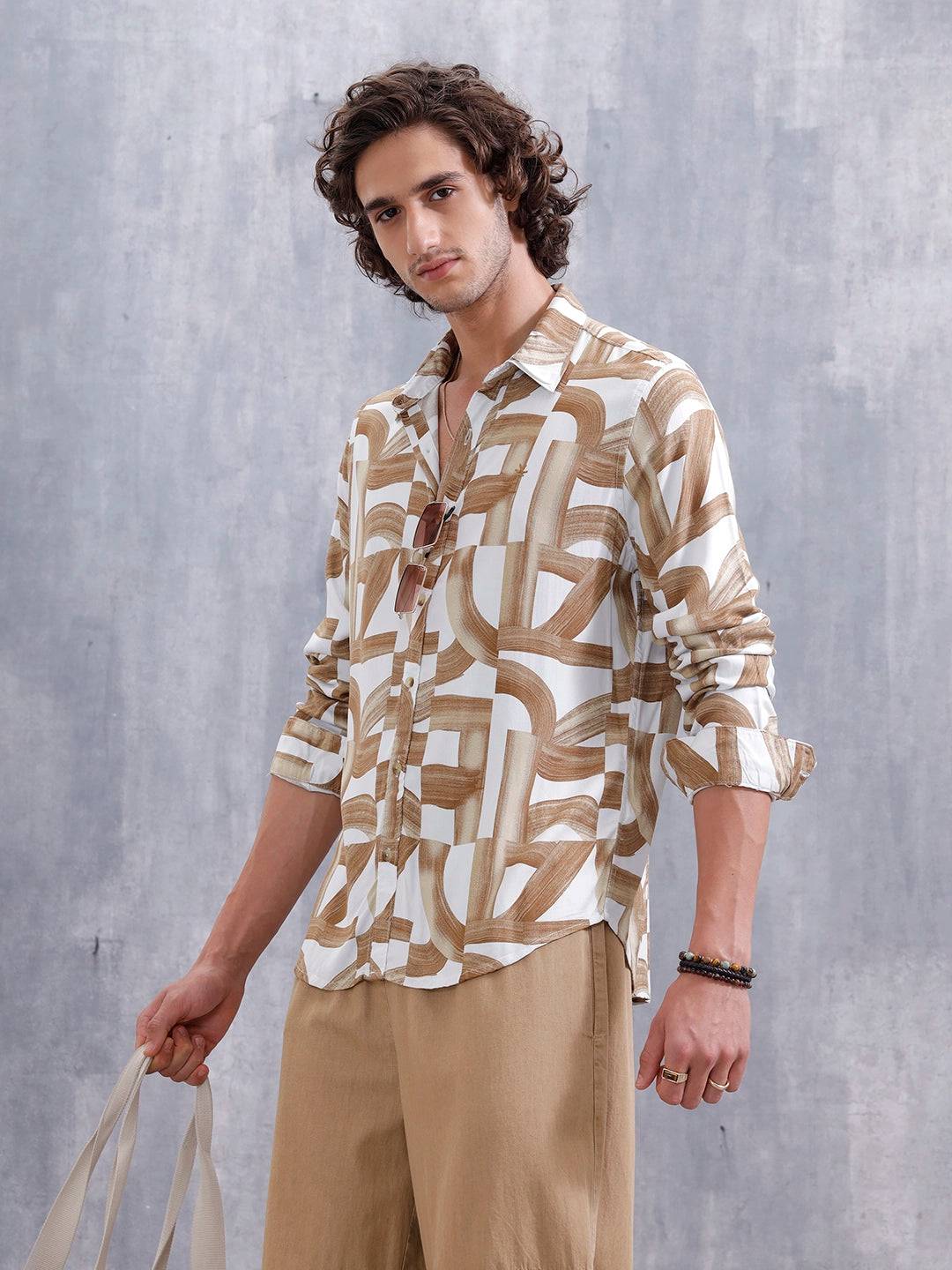 Abstract Aop Printed Regular Fit Shirt | Yellow