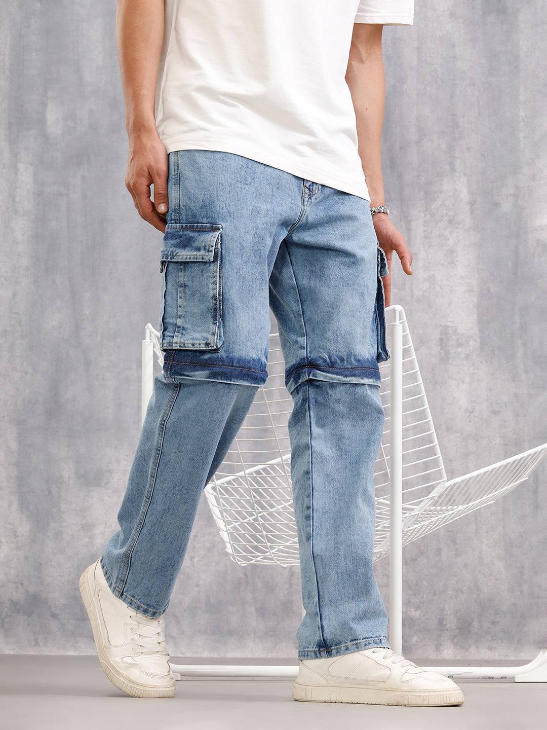 Superstone Wash Convertible Cargo Jeans I Lt Blue