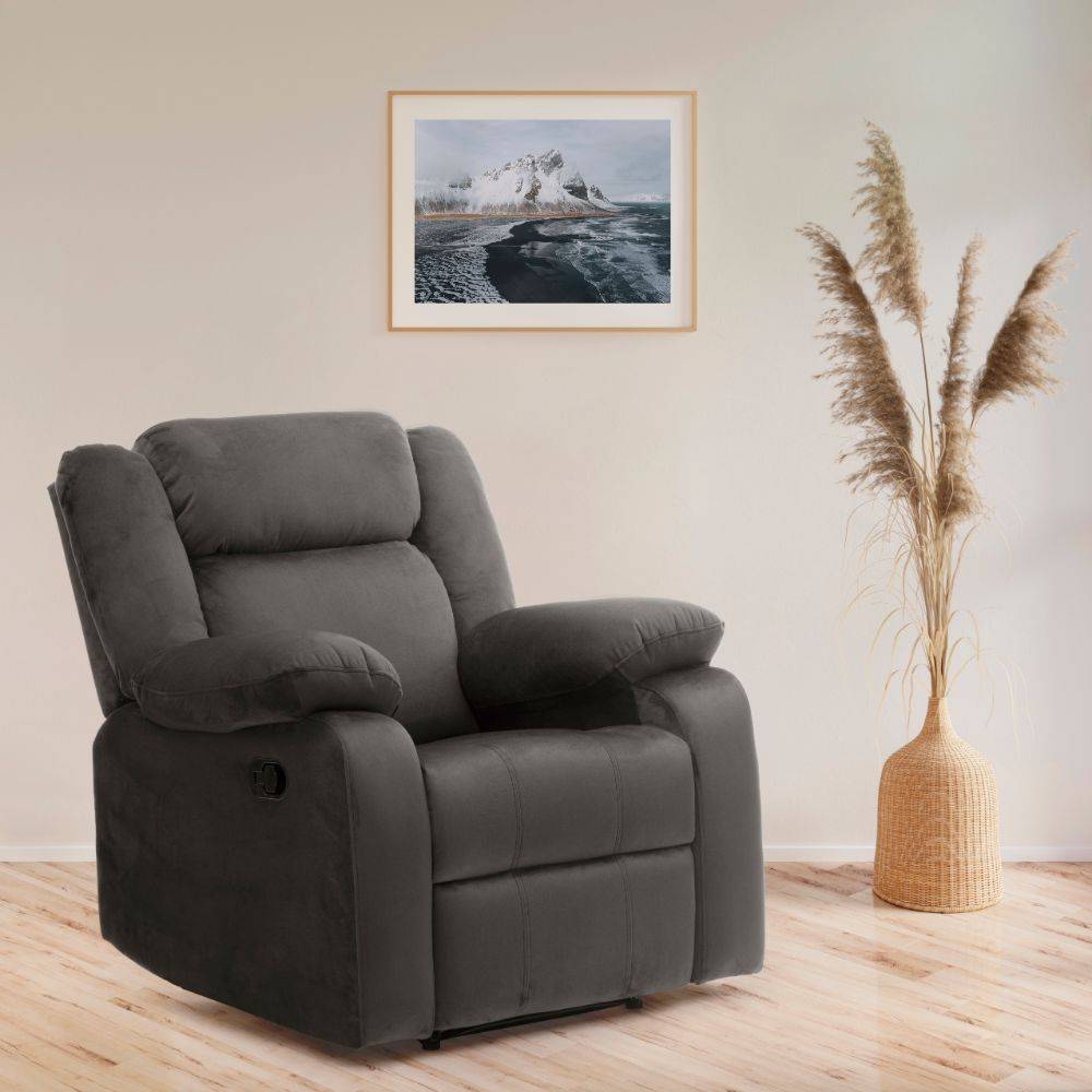 Swayback Recliner - 1 Seater - Velvet Stone