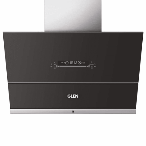 Glen 6074, 90 cm 1400 m3/hr Auto Clean Vertical Glass Kitchen Chimney, Filterless Technology (Black) Buy at only ₹29999
