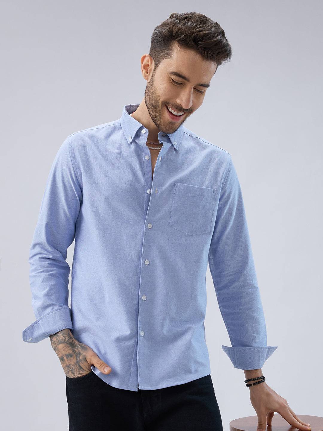Sky Mist Oxford Weave Button-Down Shirt Buy only at ₹759