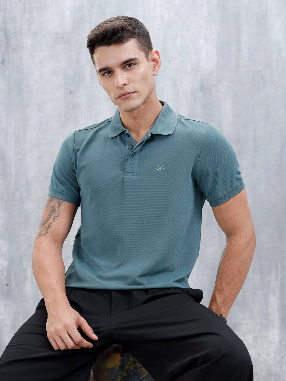 Classic Textured Men's Polo Tshirt | Green
