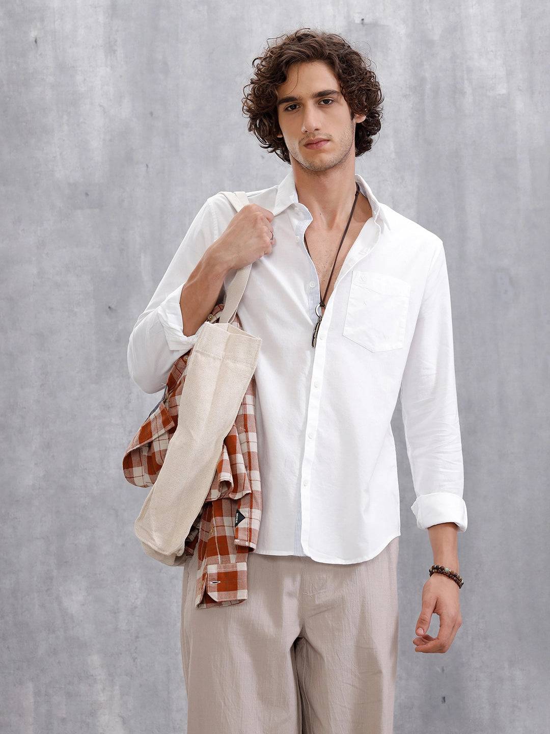 Solid Oxford Slim Fit Shirt | White