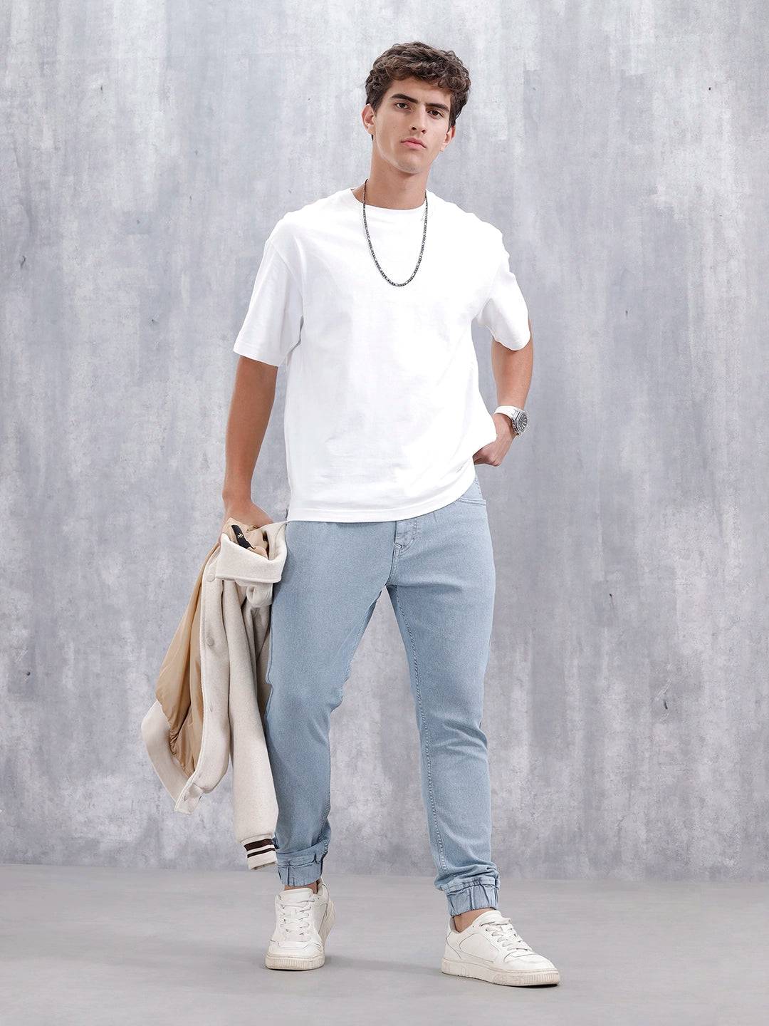 Men'S Casual Jogger Fit Jeans  | Light Blue