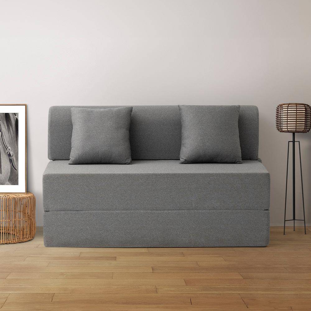 Flipper Sofa Cum Bed - Two Seater (6'x4') Feet- WarpKnit Grey