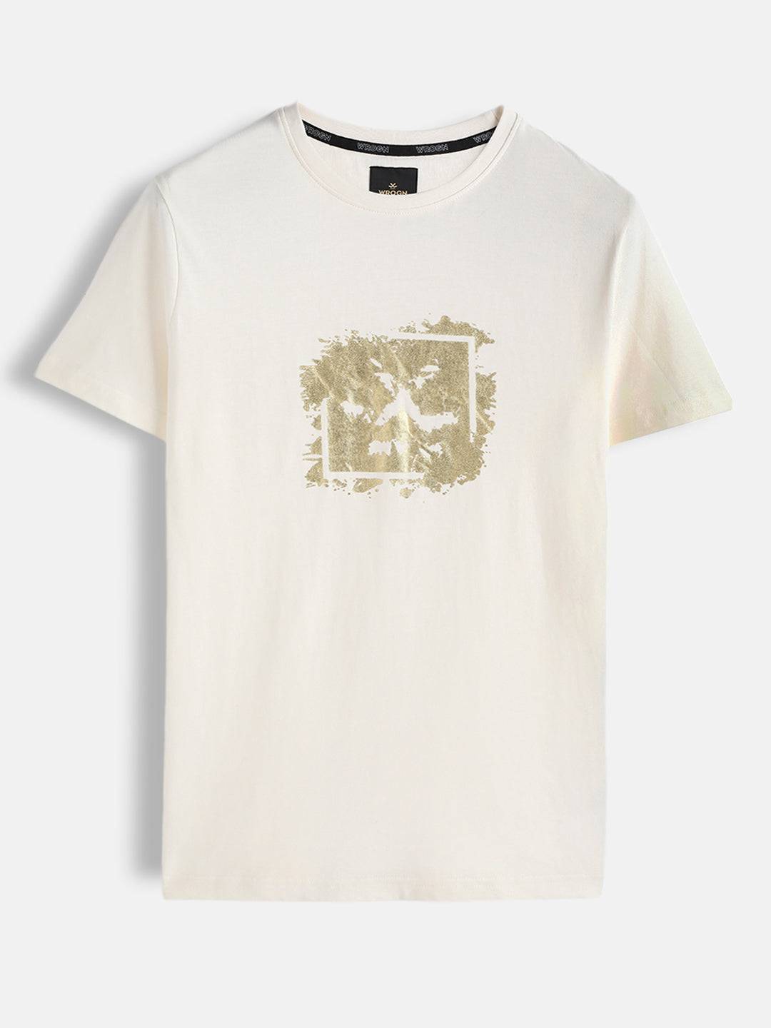 Foil Print Slim Fit T-Shirt | Off White