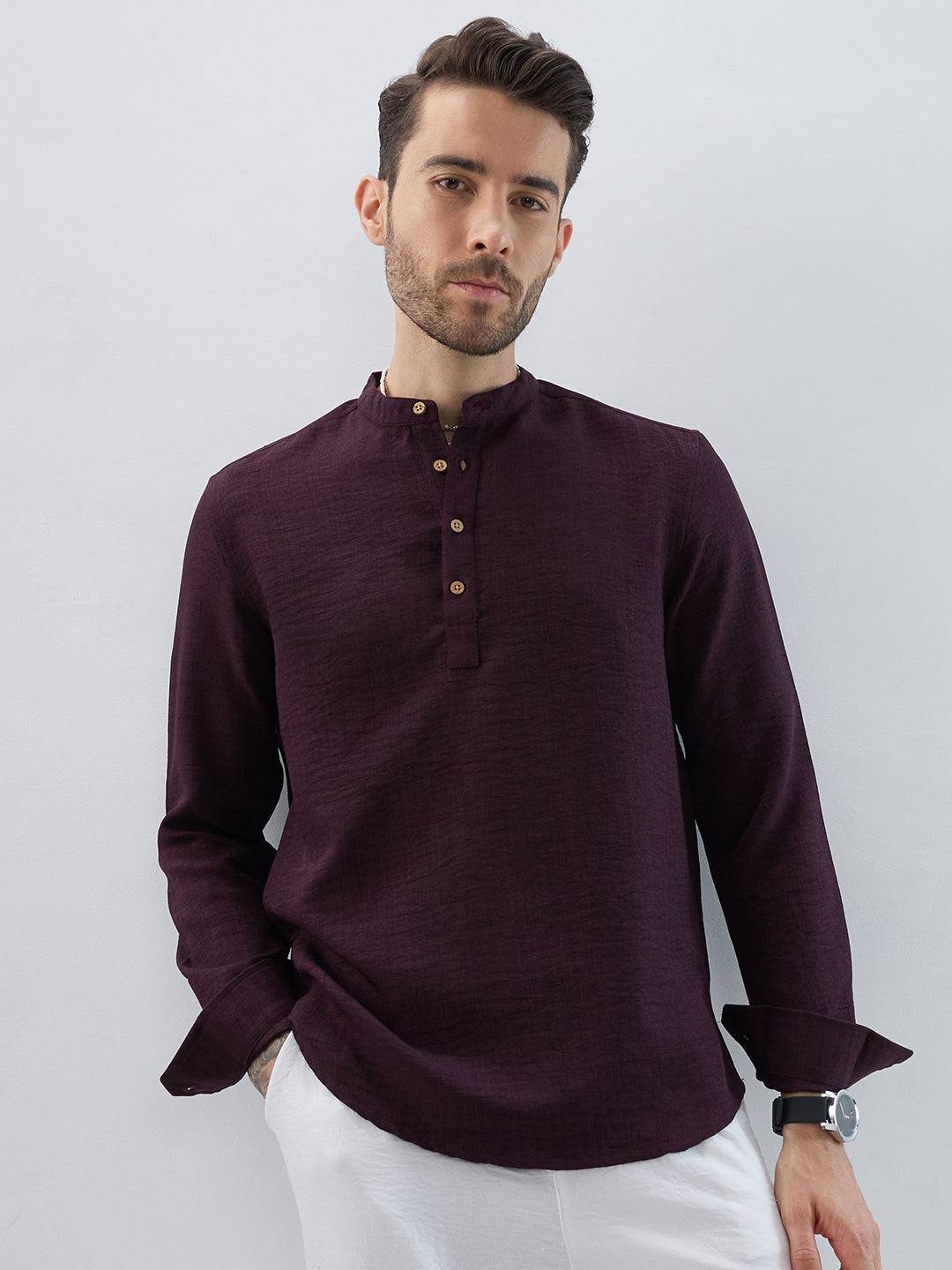 Elegant Slub Textued Plum Kurta Buy only at ₹699