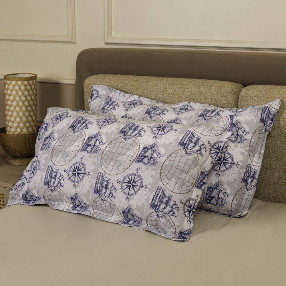100% Cotton Pillow Cover | Standard Size 27x18 Inch | Set Of 2 | 144 TC | Nautical