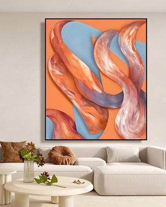 Tangerine Flow 3D Abstract Oil Painting