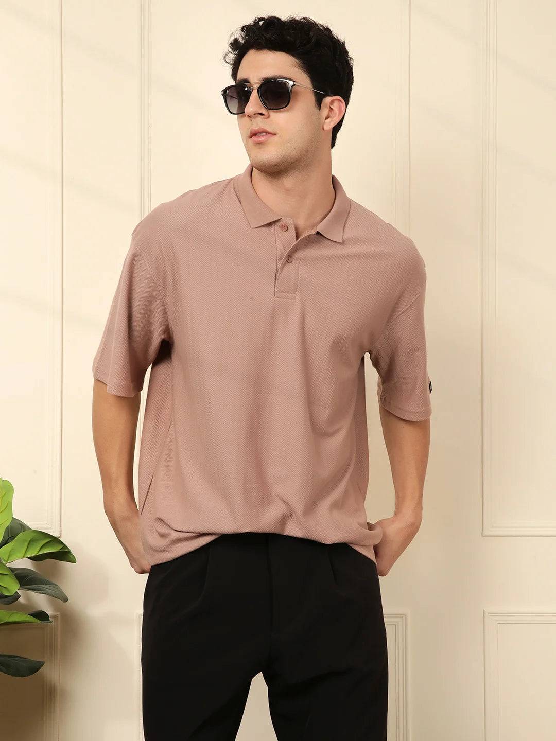 Bold Pink Oversized Polo T-Shirt