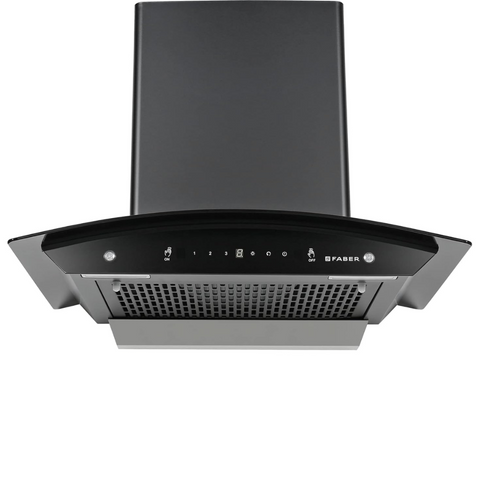 Faber ZEST HC SC FL BK, 60 cm 1200 m3/hr Auto-Clean curved glass Kitchen Chimney (Black) Buy at only ₹13999