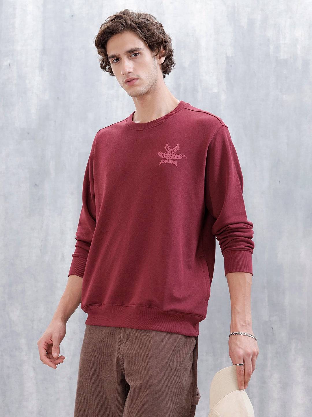 Men's Casual Comfort Fit Branded Sweatshirt | Maroon