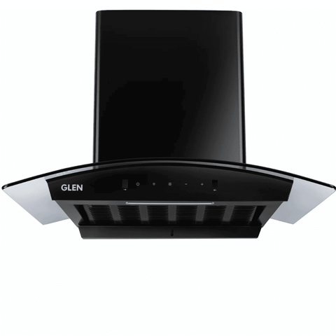 Glen 6058 BL, 75 cm 1200 m3/hr Heat Auto Clean Wall Mounted Curved Glass Kitchen Chimney, Filterless Technology (Black) Buy only at ₹13599