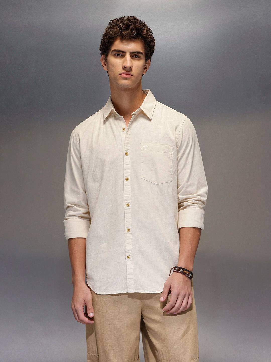 Men's Slim Fit Casual Shirt  |  Khaki