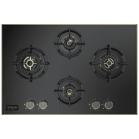 Hindware Hob, IVANA 4B 78CM, 4 Burner 78 cm Auto Ignition Glass Top Stainless Steel Burners 1 Medium + 2 Small +1 High Flame Gas Stove (Black) Buy at only ₹32499