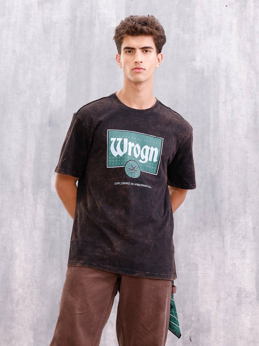 Acid Washed Retro Inspired Graphic Printed Oversized Fit T-shirt | Black