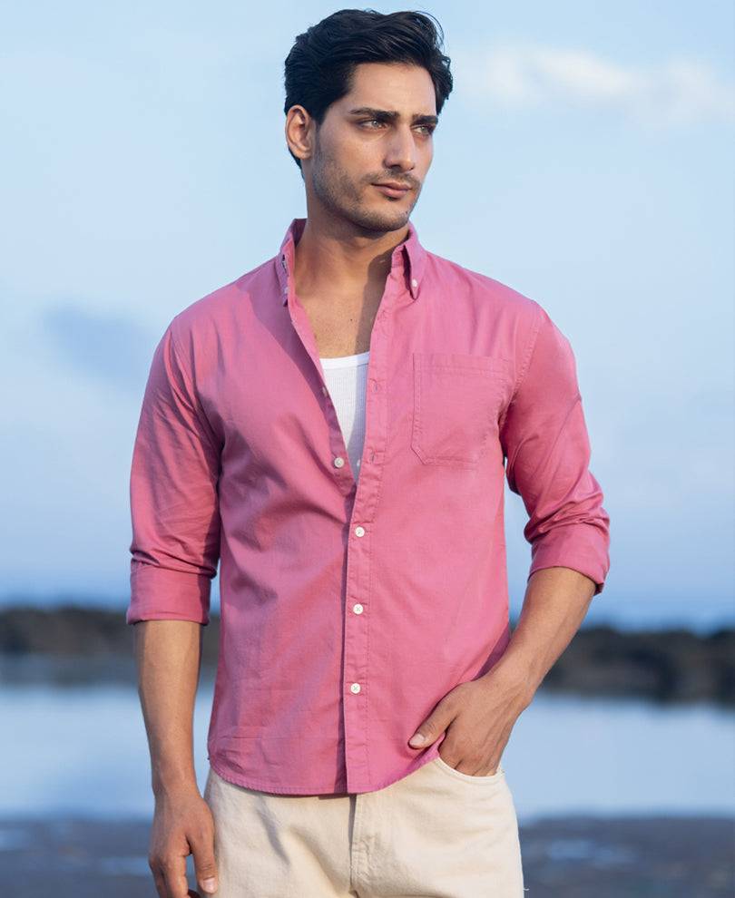 Rogue Pink Structured Buttondown Shirt Buy @ ₹1199