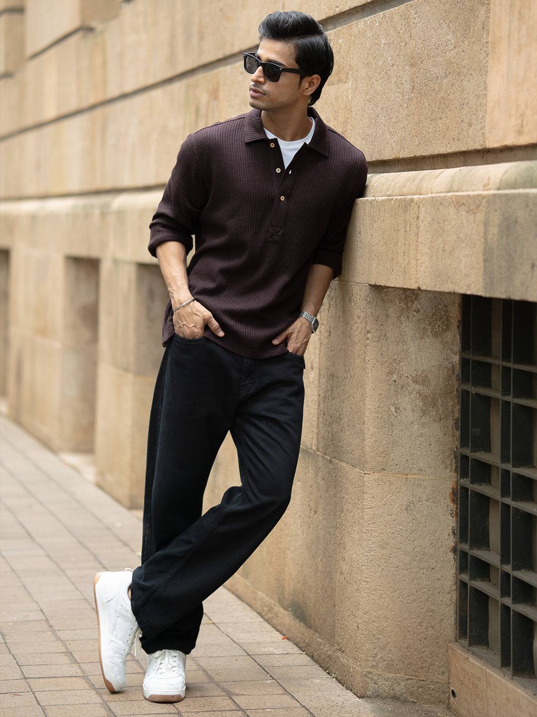 Dark Brown Knit Kurta Shirt Buy @ ₹899