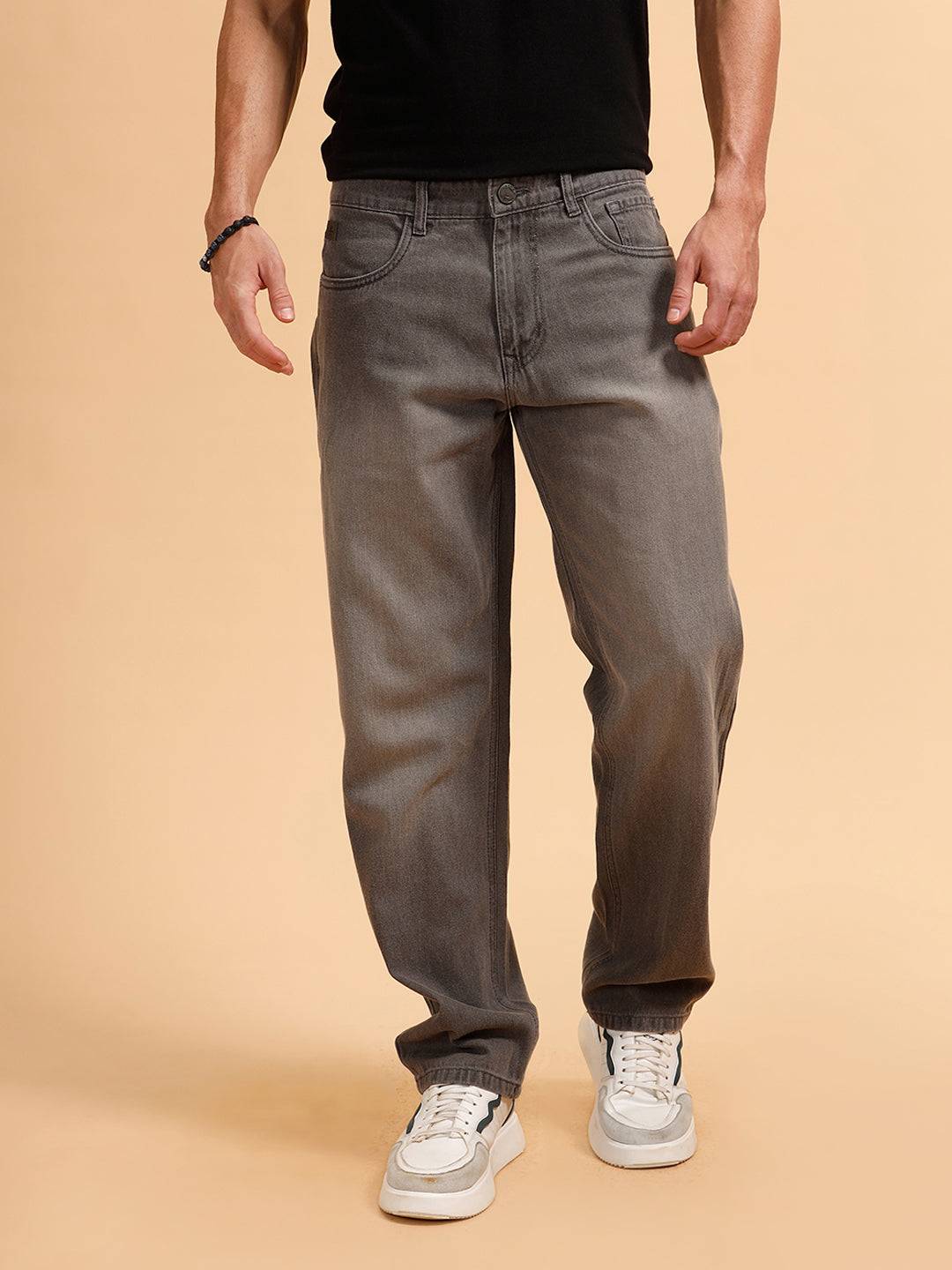 Solid Heavy Fade Anti Fit Jeans | Grey
