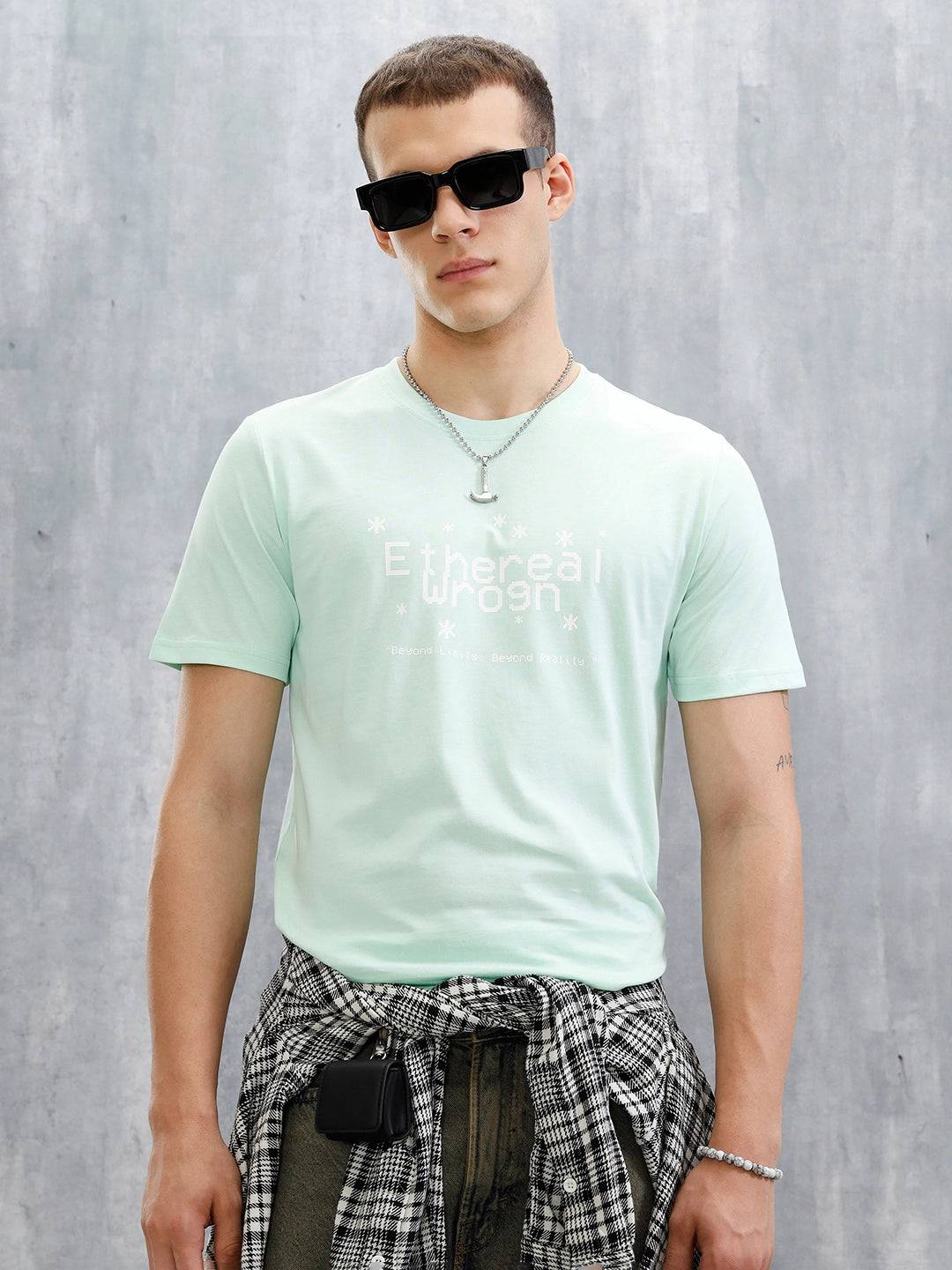 Logo Placement Printed T-Shirt | Light Green