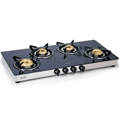 Glen Cooktop, 1044 GT XL HF BB, 4 Burner 81 cm Manual Ignition Glass Top Brass Burners 4 Medium Gas Stove (Black) Buy at only ₹6990