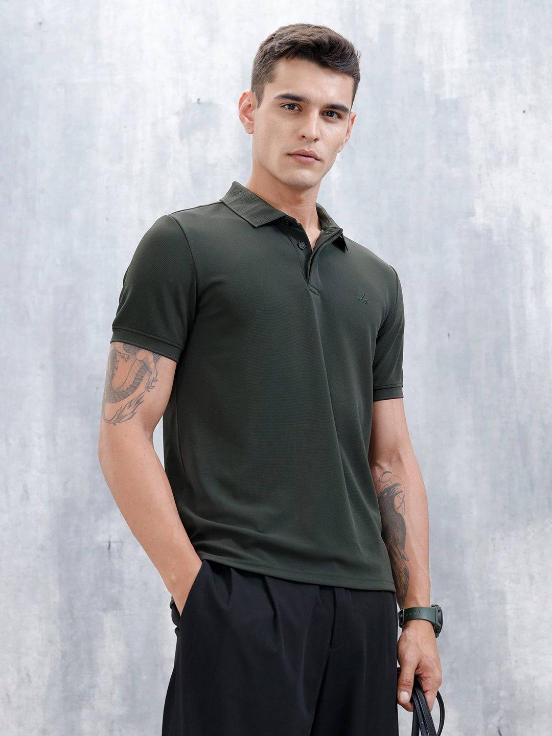 Classic Textured Men's Polo T-shirt | Green