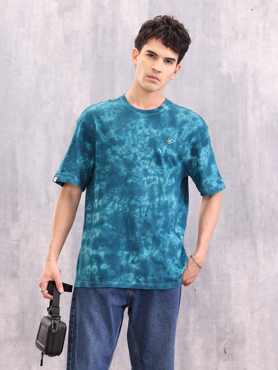 Retro Look Tie And Dye Oversized Fit T-shirt | Blue