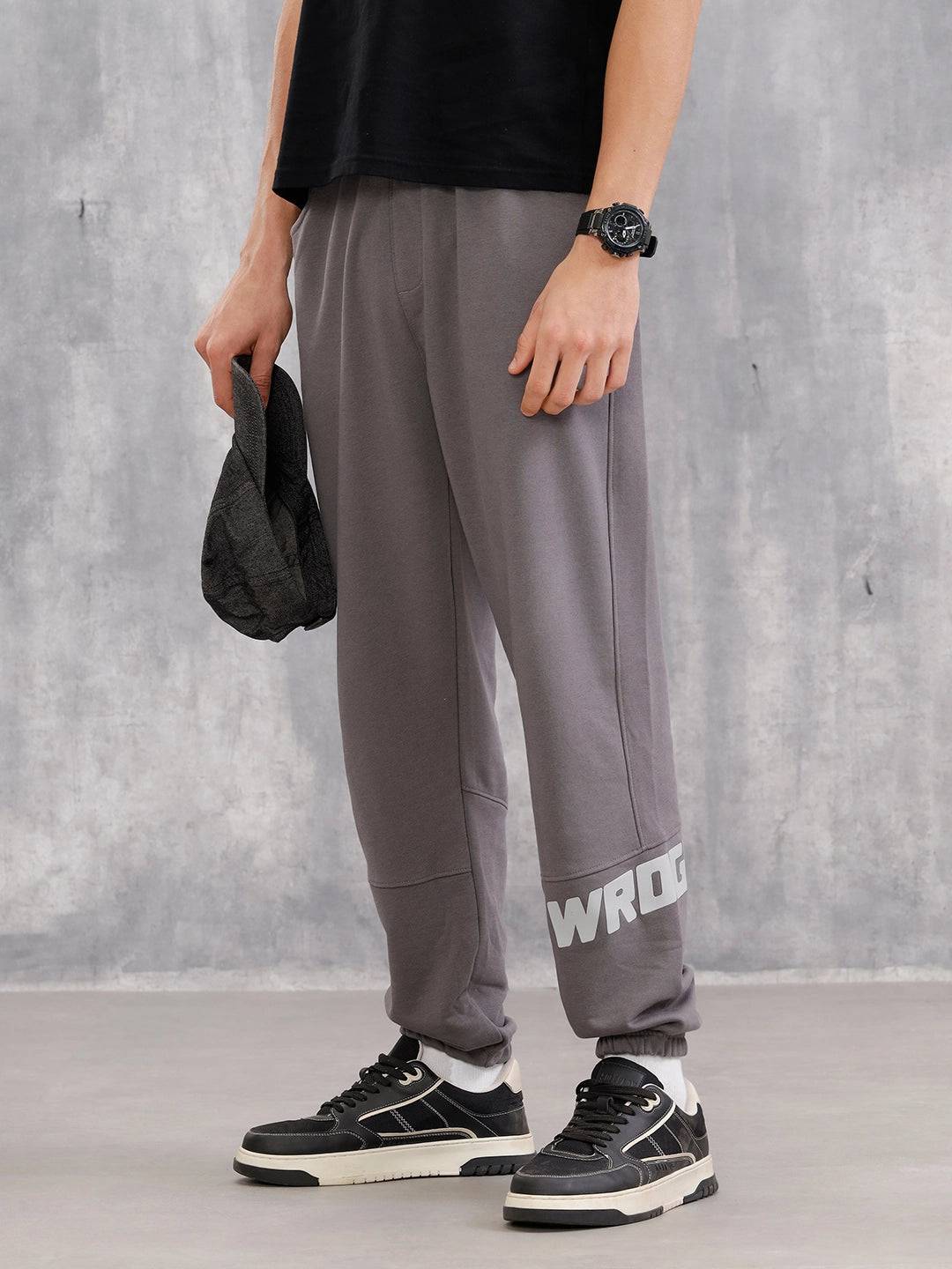 Cut&Sew Comfort Fit Jogger With Hd Print | Grey
