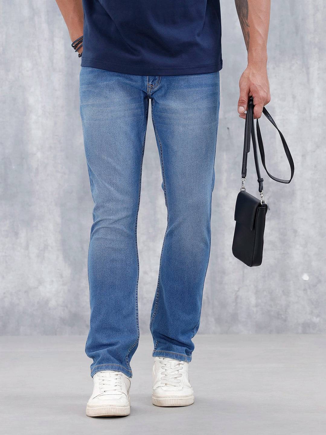 Men's Casual Straight Fit Jeans | Med Stone