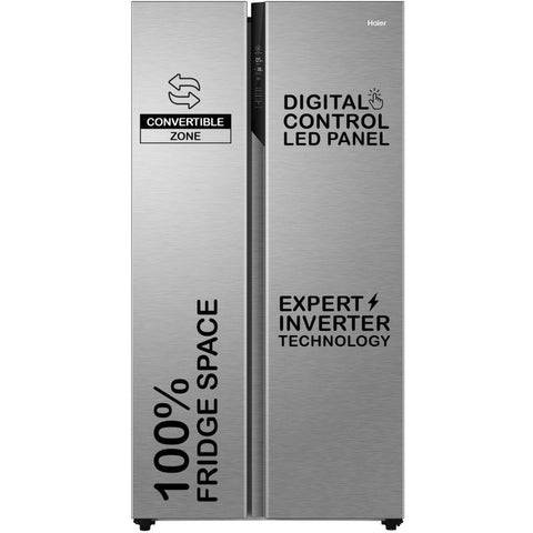 Haier 596 Ltrs 3 Star Inverter Frost Free Double Door Side by Side Refrigerator, HES-690SS, Inox Marine Buy only at ₹62190